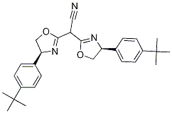 (4S)-(+)-4-[4-(叔丁基)苯基]-Α-[(4S)-4-[4-(叔丁基)苯基]-2-噁唑烷亚基]-2-噁唑啉乙腈 结构式