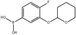 4-FLUORO-3-(TETRAHYDRO-2H-PYRAN-2-YLOXY)PHENYLBORONIC ACID 结构式