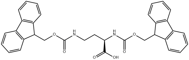 (2R)-2,4-二[[芴甲氧羰基]氨基]丁酸 结构式