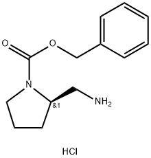 (2R)-2-(氨基甲基)-1-吡咯烷甲酸苄酯盐酸盐 结构式