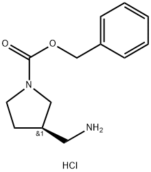 (R)-3-(氨基甲基)吡咯烷-1-甲酸苄酯盐酸盐 结构式