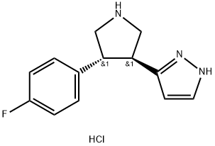 3-[(3S,4R)-4-(4-Fluoro-phenyl)-pyrrolidin-3-yl]-1H-pyrazole dihydrochloride 结构式