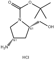 (2S,4S)-TERT-BUTYL 4-AMINO-2-(HYDROXYMETHYL)PYRROLIDINE-1-CARBOXYLATE HYDROCHLORIDE 结构式