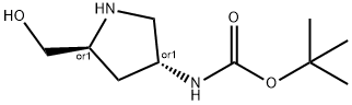 REL-N-[(3R,5S)-5-(羟甲基)-3-吡咯烷基]氨基甲酸叔丁酯 结构式