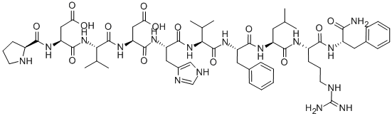 PRO-ASP-VAL-ASP-HIS-VAL-PHE-LEU-ARG-PHE-NH2: PDVDHVFLRF-NH2 结构式