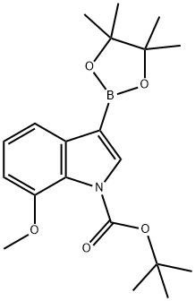 1-BOC-7-METHOXYINDOLE-3-BORONIC ACID, PINACOL ESTER 结构式