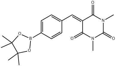 4-(1,3-二甲基-2,4,6-三氧代六氢嘧啶-5-亚基甲基)苯硼酸频哪醇酯 结构式