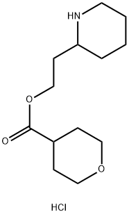 2-(2-Piperidinyl)ethyl tetrahydro-2H-pyran-4-carboxylate hydrochloride 结构式