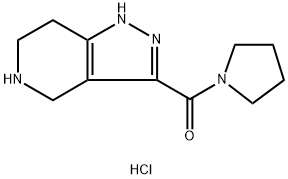1-Pyrrolidinyl(4,5,6,7-tetrahydro-1H-pyrazolo-[4,3-c]pyridin-3-yl)methanone hydrochloride 结构式