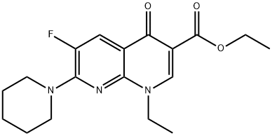 1-ETHYL-6-FLUORO-4-OXO-7-PIPERIDIN-1-YL-1,4-DIHYDRO-[1,8]NAPHTHYRIDINE-3-CARBOXYLIC ACID ETHYL ESTER 结构式