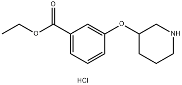 3-(哌啶-3-基氧基)苯甲酸乙酯盐酸盐 结构式