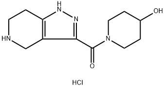 (4-Hydroxy-1-piperidinyl)(4,5,6,7-tetrahydro-1H-pyrazolo[4,3-c]pyridin-3-yl)methanone HCl 结构式