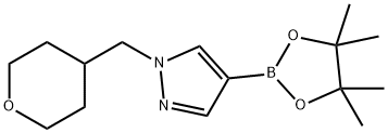 1-[(tetrahydro-2H-pyran-4-yl)methyl]-4-(4,4,5,5-tetramethyl-1,3,2-dioxaborolan-2-yl)-1H-pyrazole 结构式
