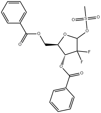 2-脱氧-2,2-二氟-D-赤式-五呋喃糖-3,5-二苯甲酯-1-甲磺酸酯 结构式