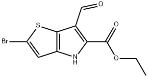 2-溴-6-甲酰基-4H-噻吩并[3,2-B]吡咯-5-羧酸乙酯 结构式