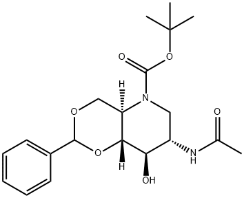 2-ACETAMIDO-4,6-O-BENZYLIDENE-N-(TERT-BUTOXYCARBONYL)-1,2,5-TRIDEOXY-1,5-IMINO-D-GLUCITOL 结构式