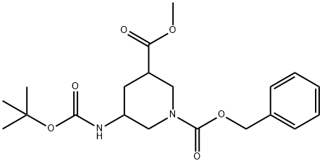 1-Benzyl 3-Methyl 5-(N-BOC-aMino)piperidin-1,3-dicarboxylate 结构式