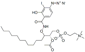 1-O-(4-azido-2-hydroxy-3-iodobenzamido)undecyl-2-O-acetyl-sn-glycero-3-phosphocholine 结构式