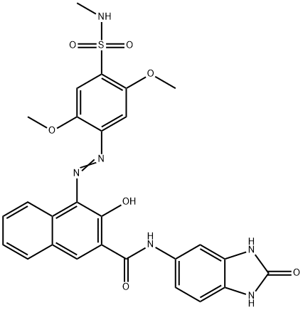 N-(2,3-二氢-2-氧代-1H-苯并咪唑-5-基)-4-[[2,5-二甲氧基-4-[(甲基氨基)磺酰基]苯基]偶氮]-3-羟基-2-萘甲酰胺 结构式