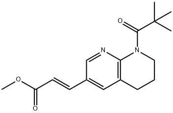 (E)-3-(8-新戊酰-5,6,7,8-四氢-1,8-萘啶-3-基)丙烯酸甲酯 结构式