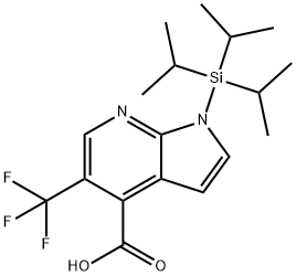 5-(三氟甲基)-1-(三异丙基甲硅烷基)-1H-吡咯并[2,3-B]吡啶-4-羧酸 结构式