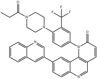 1-[4-[4-(1-氧代丙基)-1-哌嗪基]-3-(三氟甲基)苯基]-9-(3-喹啉基)苯并[H]-1,6-萘啶-2(1H)-酮 结构式