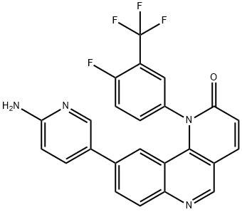 9-(6-氨基-3-吡啶基)-1-[4-氟-3-(三氟甲基)苯基]苯并[H]-1,6-萘啶-2(1H)-酮 结构式