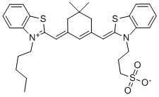 3-(3-SULFOPROPYL)-2-([3-[(3-PENTYL-2-BENZOTHIAZOLINYLIDENE)METHYL]-5,5-DIMETHYL-2-CYCLOHEXEN-1-YLIDENE]METHYL) BENZOTHIAZOLIUM INNER SALT 结构式