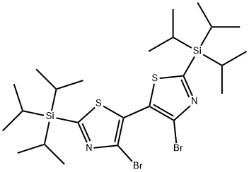 4,4'-二溴-2,2'-双(三异丙基硅烷基)-5,5'-联噻唑 结构式
