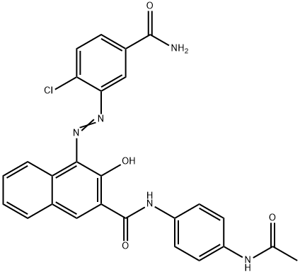 N-[4-乙酰氨基)苯基]-4-[[5-(氨基羰基)-2-氯苯基]偶氮]-3-羟基-2-萘甲酰胺 结构式