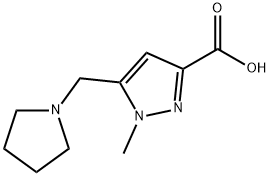 1-methyl-5-(pyrrolidin-1-ylmethyl)-1H-pyrazole-3-carboxylic acid 结构式