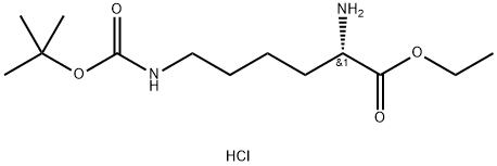 D-6-N-BOC-赖氨酸乙酯盐酸(R-2-氨基-6-叔丁氧酰胺-己酸乙酯盐酸盐) 结构式
