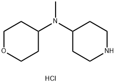 N-甲基-N-(四氢-2H-吡喃-4-基)哌啶-4-胺二盐酸盐 结构式