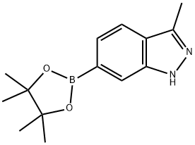 3-甲基-6-(四甲基-1,3,2-二氧杂环戊硼烷-2-基)-1氢-吲唑 结构式
