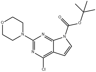 4-氯-2-吗啉-7H-吡咯并-[2,3-D]嘧啶-7-羧酸叔丁酯 结构式