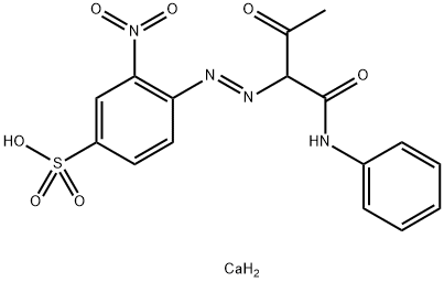 calcium bis[3-nitro-4-[[2-oxo-1-[(phenylamino)carbonyl]propyl]azo]benzenesulphonate] 结构式