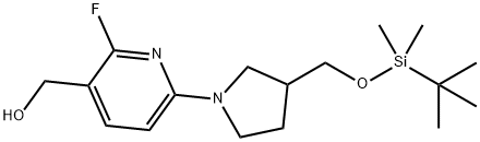 (6-(3-(((叔丁基二甲基甲硅烷基)氧基)甲基)吡咯烷-1-基)-2-氟吡啶-3-基)甲醇 结构式