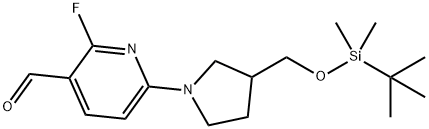 6-(3-((((叔丁基二甲基甲硅烷基)氧基)甲基)吡咯烷-1-基)-2-氟烟醛 结构式
