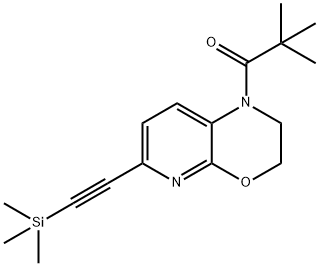 2,2-Dimethyl-1-(6-((trimethylsilyl)ethynyl)-2,3-di hydro-1H-pyrido[2,3-b][1,4]oxazin-1-yl)propan-1-o 结构式