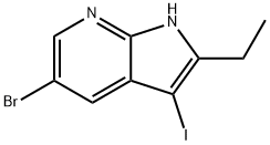 5-Bromo-2-ethyl-3-iodo-1H-pyrrolo[2,3-b]pyridine 结构式