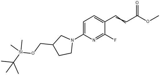 (E)-Methyl 3-(6-(3-((tert-butyldimethylsilyloxy)me thyl)pyrrolidin-1-yl)-2-fluoropyridin-3-yl)acryla 结构式