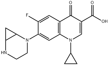 3-Quinolinecarboxylic acid, 1-cyclopropyl-7-(2,5-diazabicyclo[4.1.0]hept-2-yl)-6-fluoro-1,4-dihydro-4-oxo- 结构式