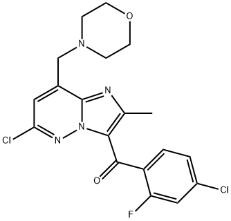 (4-氯-2-氟苯基)(6-氯-2-甲基-8-(吗啉甲基)咪唑并[1,2-B]吡嗪-3-基)甲酮 结构式