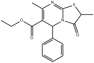 ETHYL 2,7-DIMETHYL-3-OXO-5-PHENYL-2,3-DIHYDRO-5H-[1,3]THIAZOLO[3,2-A]PYRIMIDINE-6-CARBOXYLATE 结构式