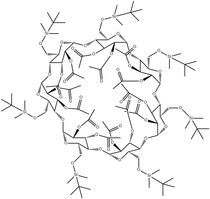 七(2,3-二-O-乙酰基-6-O-叔丁基二甲基甲硅烷基)环麦芽庚糖 结构式