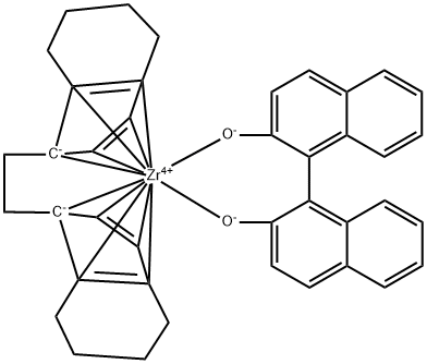 [(R,R)-(-)-乙烯基(4,5,6,7-四氢-1-茚基)]-(R)-1,1`-双-2-萘酚锆(IV) 结构式