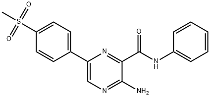 3-氨基-6-[4-(甲基磺酰基)苯基]-N-苯基-2-吡嗪甲酰胺 结构式