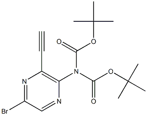 5-溴-3-乙炔基吡嗪-2-基氨基甲酸二叔丁酯 结构式