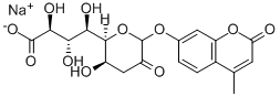 4-METHYL-2-OXO-2H-1-BENZOPYRAN-7-YL 3-DEOXY-D-GLYCERO-ALPHA-D-GALACTO-2-NONULOPYRANOSIDONIC ACID MONOSODIUM SALT 结构式