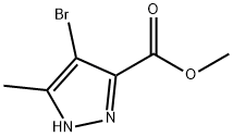 4-溴-5-甲基-1H-吡唑-3-羧酸甲酯 结构式